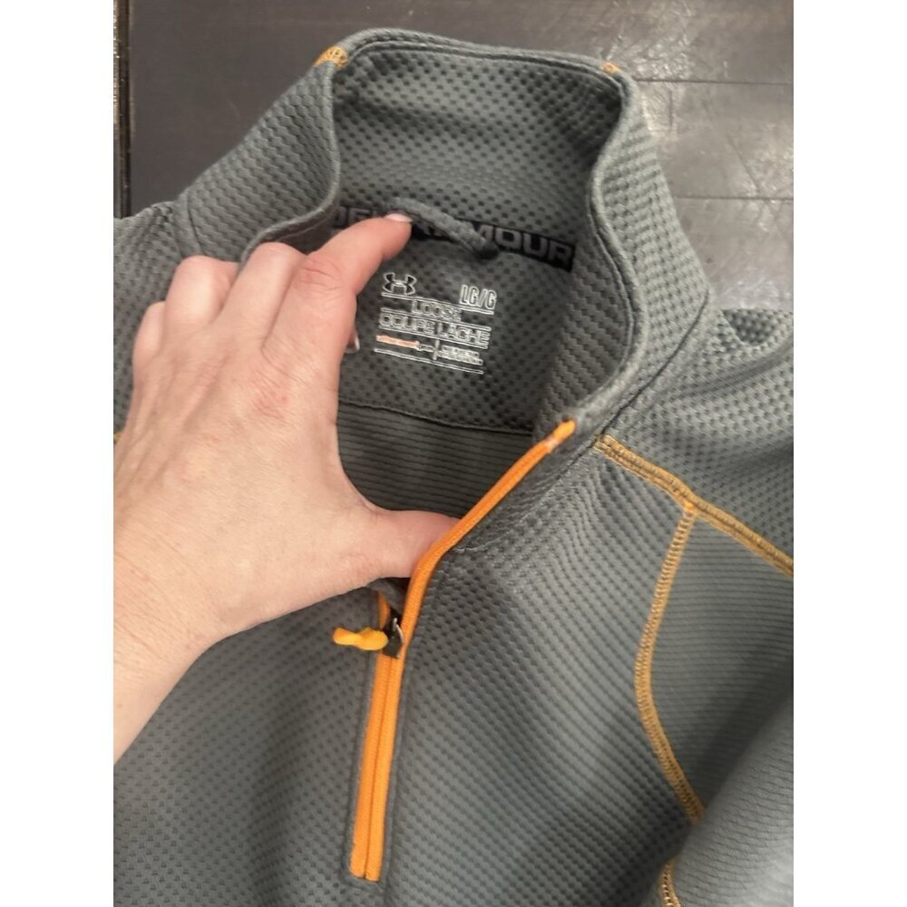 UNDER ARMOUR 1/2 ZIP LONG SLEEVE LOOSE PULLOVER MENS Large Gray/orange - Picture 3 of 4
